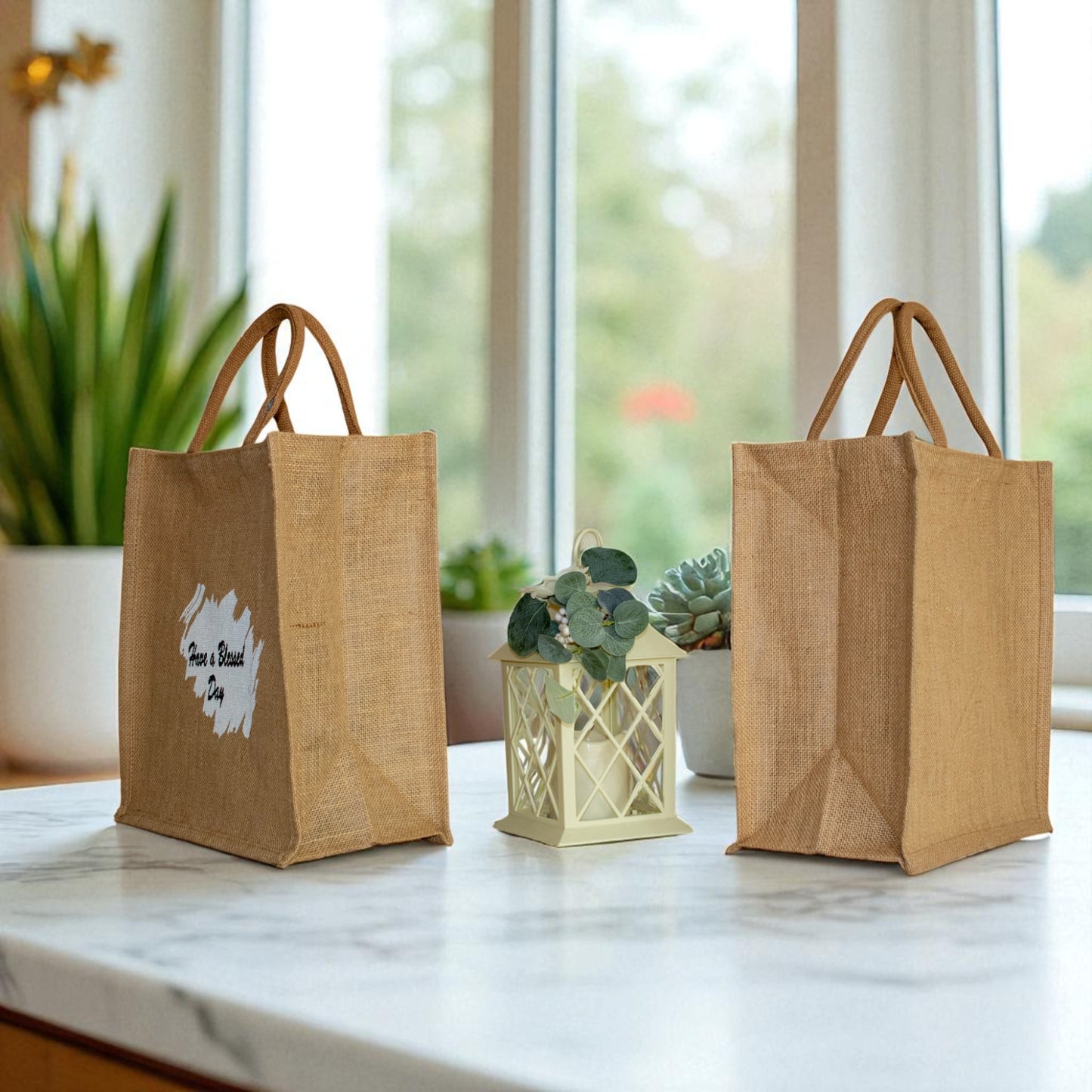 Jute Connection™ – Reusable Jute Tote Bag with Printed Messages (Thank You & Have a Blessed Day) (Copy)