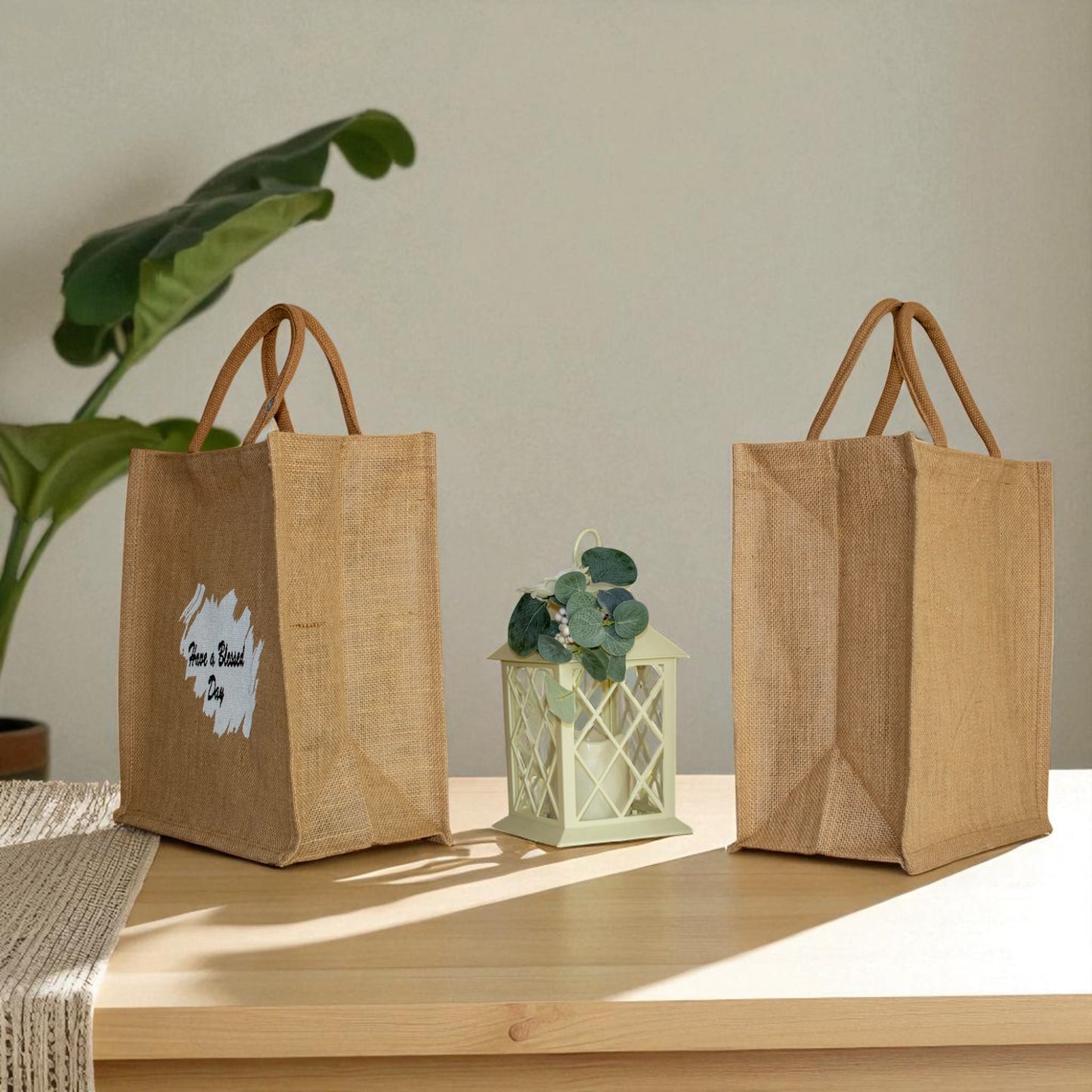 Jute Connection™ – Reusable Jute Tote Bag with Printed Messages (Thank You & Have a Blessed Day) (Copy)
