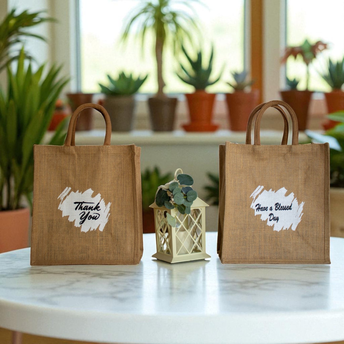 Jute Connection™ – Reusable Jute Tote Bag with Printed Messages (Thank You & Have a Blessed Day) (Copy)