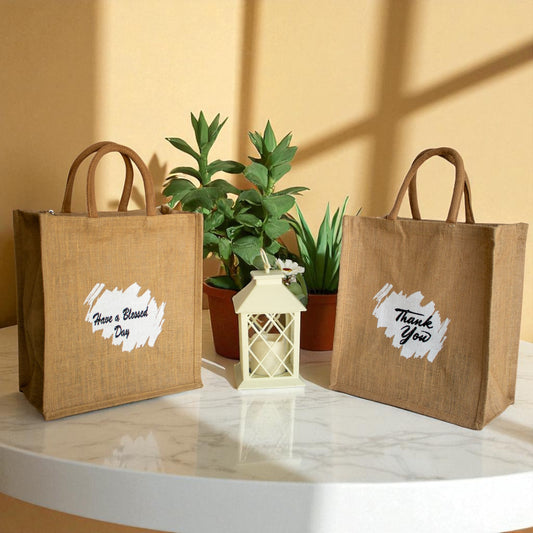 Jute Connection™ – Reusable Jute Tote Bag with Printed Messages (Thank You & Have a Blessed Day) (Copy)