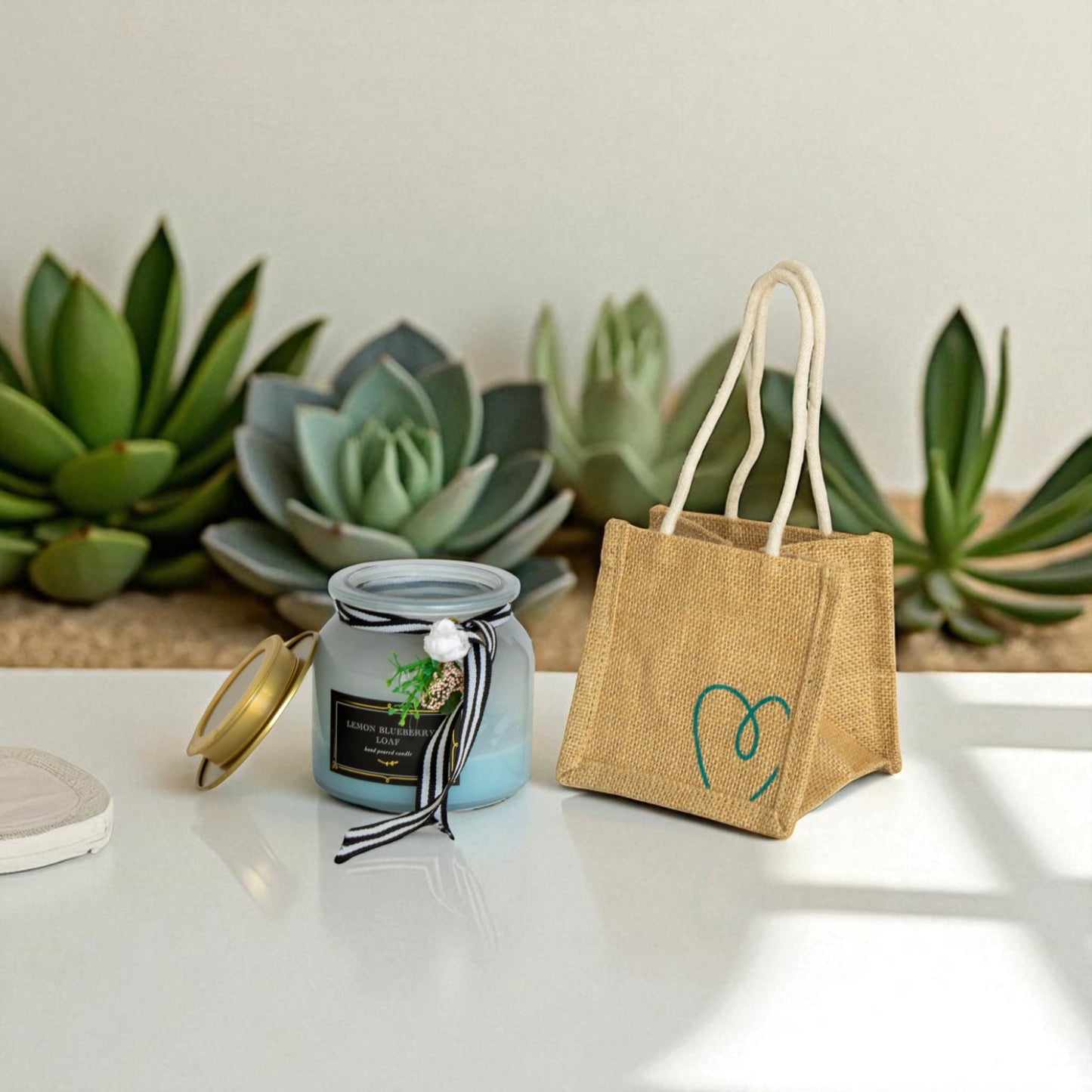 Jute Connection™ Heart Print Jute Gift Bag