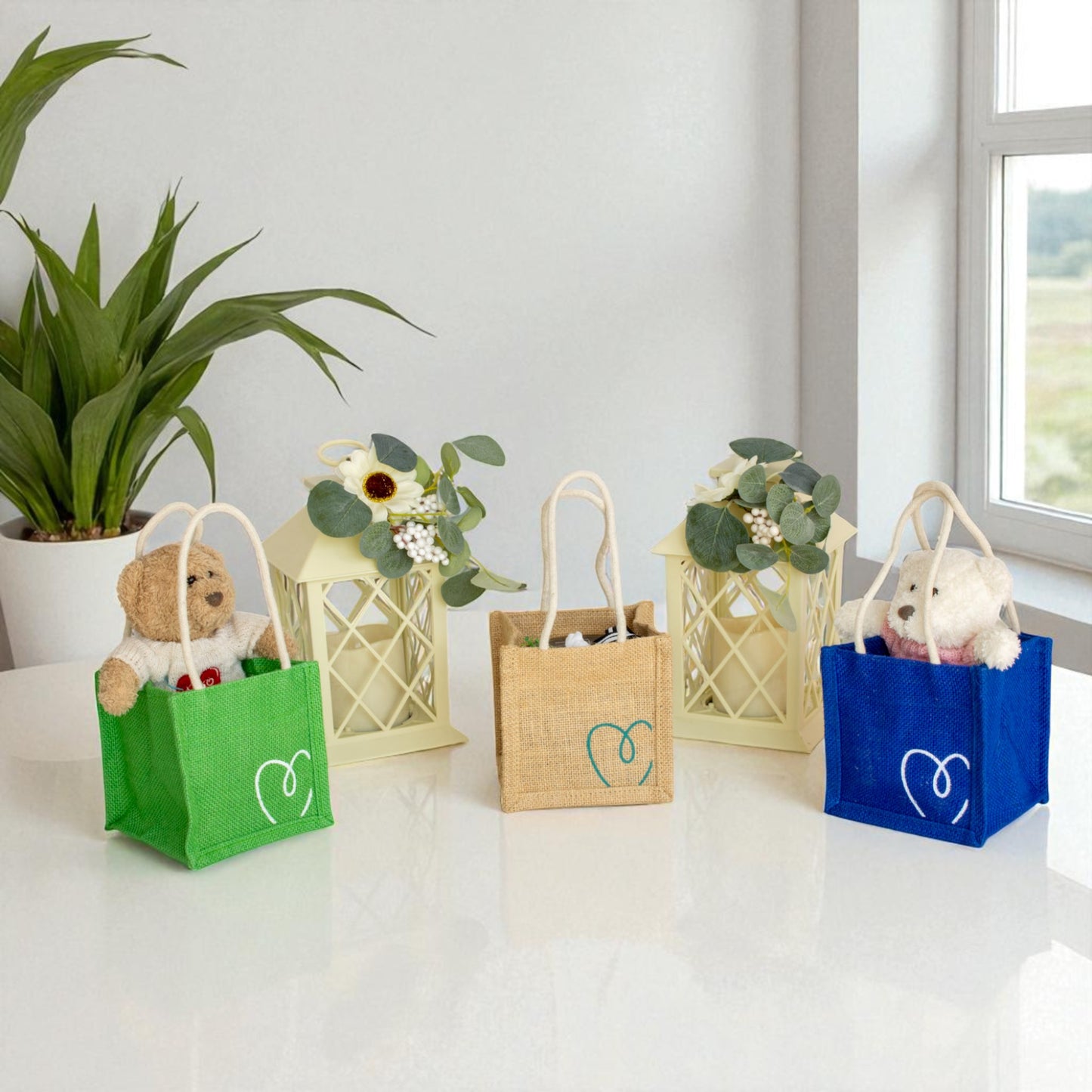 Jute Connection™ Heart Print Jute Gift Bag