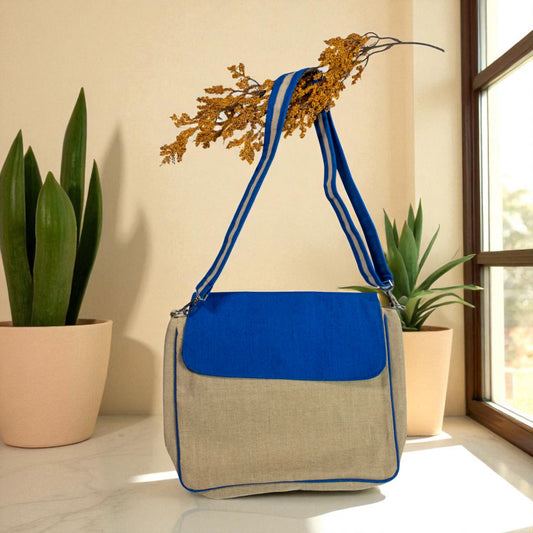Jute Connection™ Blue Flap Juco Laptop Bag 14"