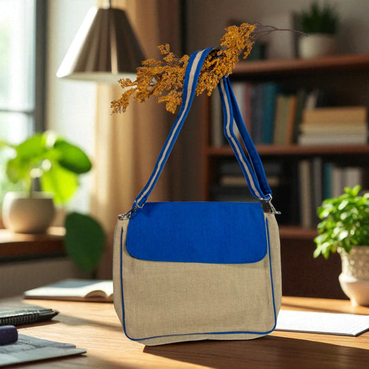 Jute Connection™ Blue Flap Juco Laptop Bag 14"