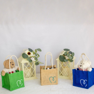 Heart-Print Mini Jute Favor Bag