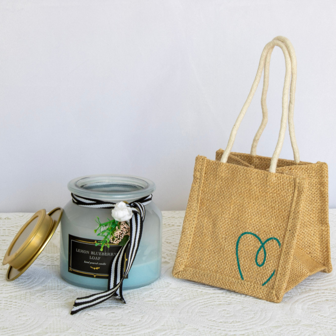 Heart-Print Mini Jute Favor Bag - Image 2